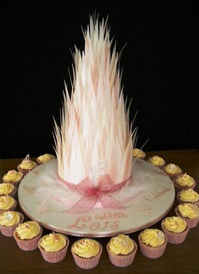 Pink & white glittered 'Feather' cake - Cake by Fiona Williamson