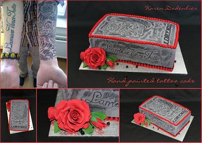 Tatoo hand painted cake! - Cake by Karen Dodenbier