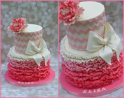 Chevron and Ruffles! - Cake by Cakes By Julie