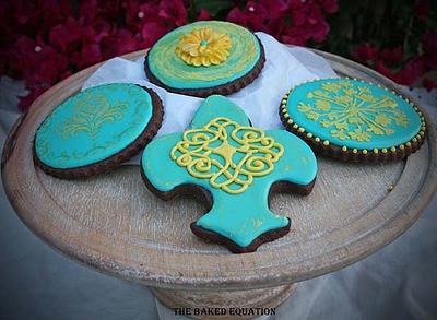 Teal & Yellow Baroque Cookies - Cake by Melissa