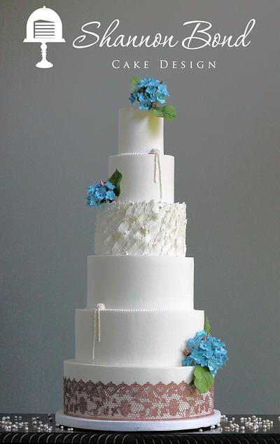 Rose Gold Hydrangea Wedding Cake - Cake by Shannon Bond Cake Design