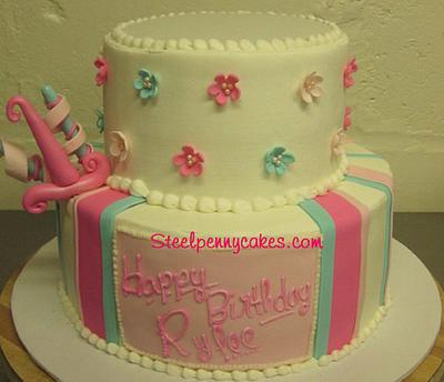 1st birthday 2 tier - Cake by Steel Penny Cakes, Elysia Smith