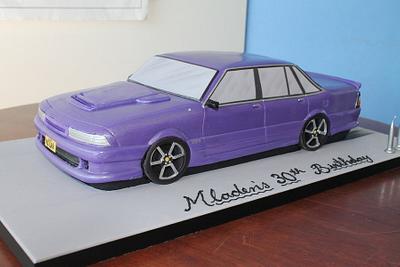 Purple  Metalic VL Commodore with body kit. - Cake by Paul Delaney of Delaneys cakes