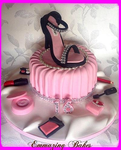 Shoe and make up pleated cake - Cake by Emmazing Bakes