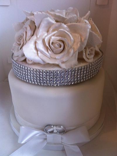 Roses and Butterflies Wedding Cake - Cake by Polliecakes
