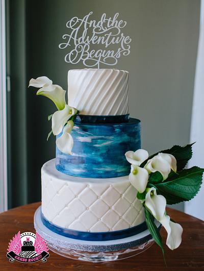 Painted & Pleated Wedding Cake - Cake by Cakes ROCK!!!  