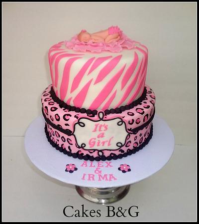 Pink Zebra and Leopard Baby Shower Cake - Cake by Laura Barajas 