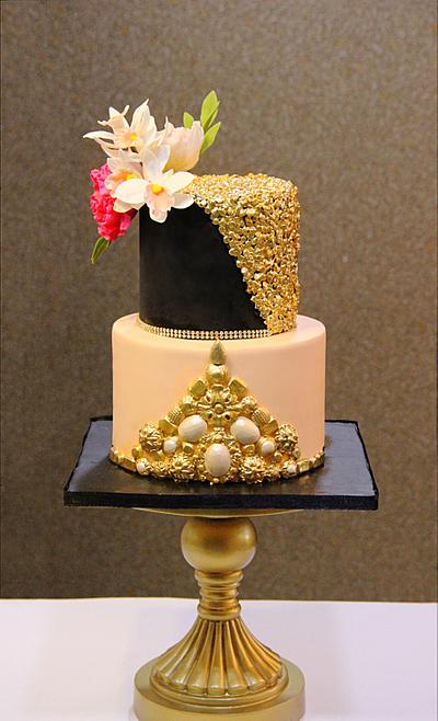 Black and gold sequins  - Cake by Signature Cake By Shweta