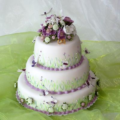 Wedding cake Scabiosa flowers - Cake by Eva Kralova