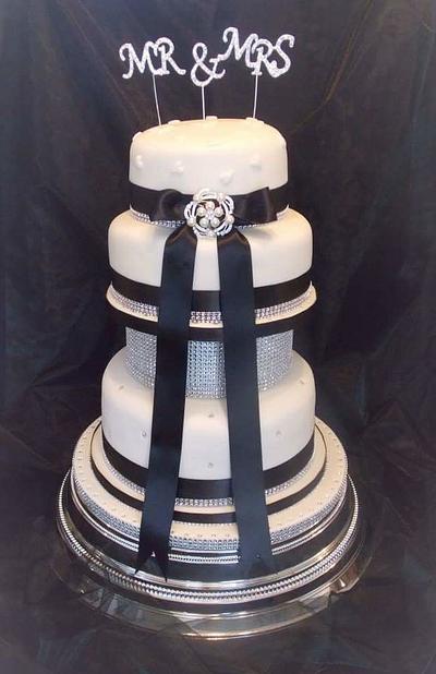 Black and bling wedding cake! - Cake by Marvs Cakes