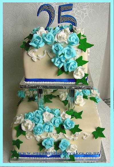 Silver Wedding Anniversary Cake - Cake by Mel_SugarandSpiceCakes