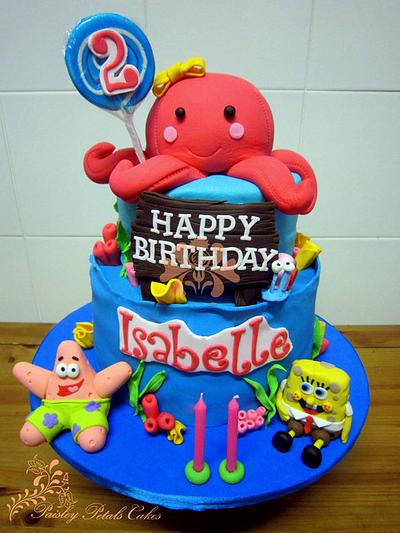 Octopus & Spongebob Cake  - Cake by Paisley Petals Cakes