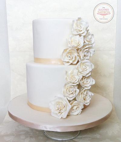 Ivory rose cascade cake - Cake by SugaredSaffron
