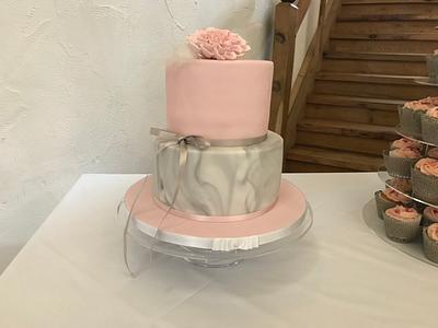 Pink and grey Dahlia  wedding cake - Cake by Popsue