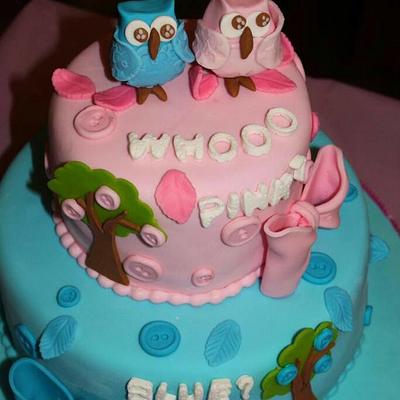 owl gender reveal - Cake by Julia Dixon