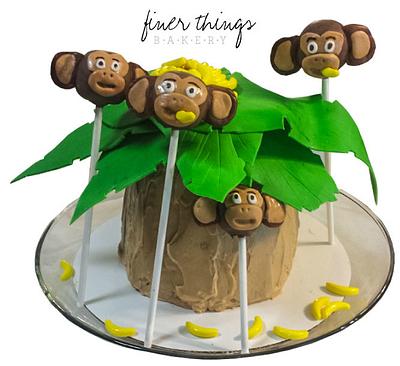 Banana Tree With Monkey Cake Pops - Cake by Finer Things Bakery