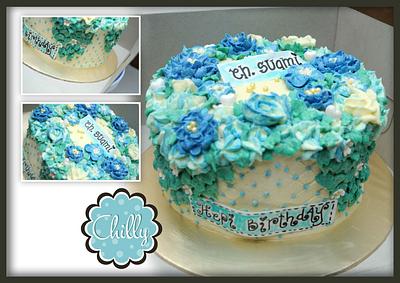White & Blue flower - Cake by Chilly