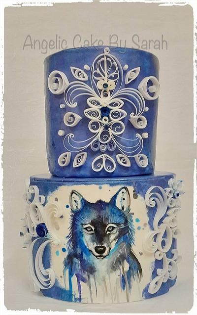 Quilled painted wolf cake - Cake by Angelic Cakes By Sarah