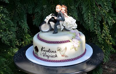 young couple on a motorcycle - Cake by Anna Krawczyk-Mechocka