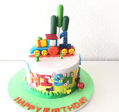 Choo choo colorful train cake  - Cake by morningglorycakes