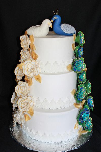 Peacock wedding cake  - Cake by steph4