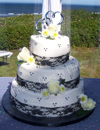 Lace and Pearls Wedding - Cake by Creative Cakes by Chris