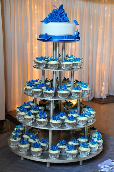 Blue Orchid Wedding Cupcake Tower - Cake by Laura Templeton