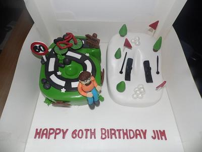 Jim's 60th Birthday cake, cycling and skiing theme - Cake by Rebecca Husband