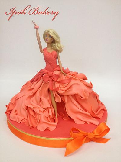 Coral Swirling Dress Barbie - Cake by William Tan