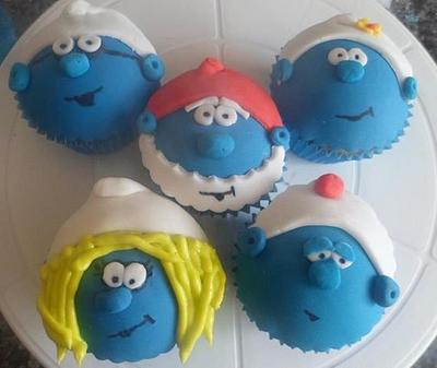 Smurf fondant top cupcakes - Cake by Elise Page
