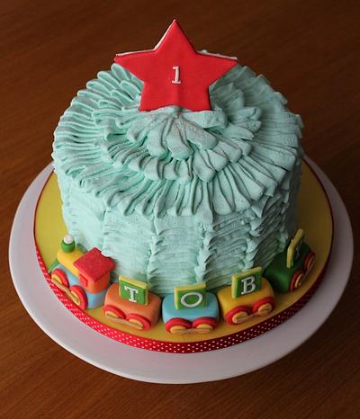 Ruffles 1st birthday Cake for Toby - Cake by Strawberry Lane Cake Company