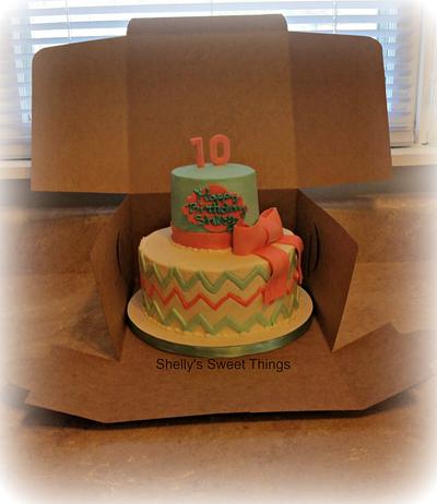 Peach n teal - Cake by Shelly's Sweet Things