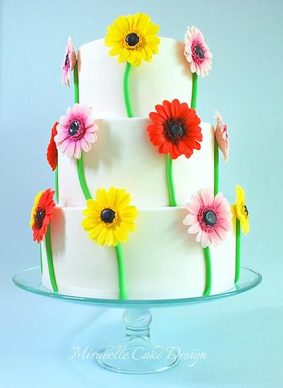 Aster/Gerbera cake - Cake by Mirabelle Cake Design