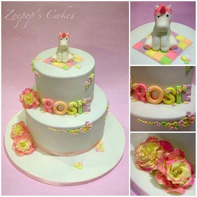 Unicorn Christening Cake - Cake by Zoepop
