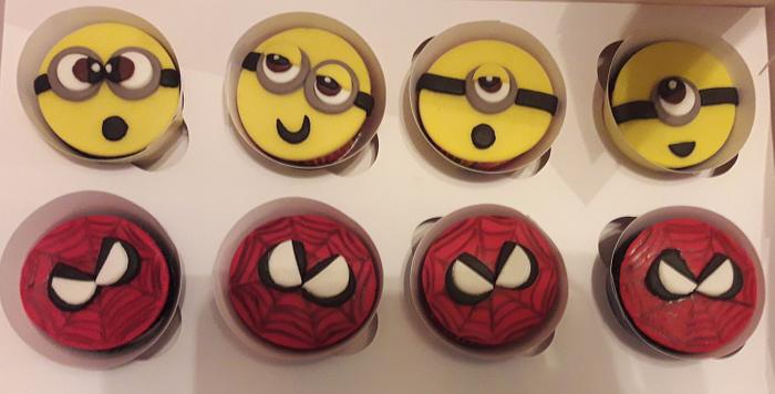 Minnions & sipderman cupcakes 