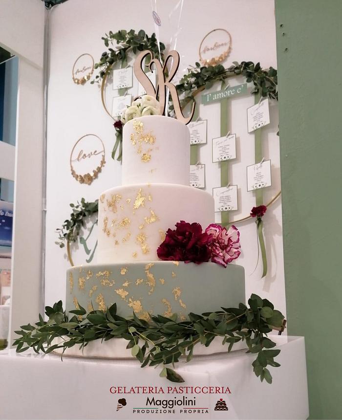 Sage green wedding cake 