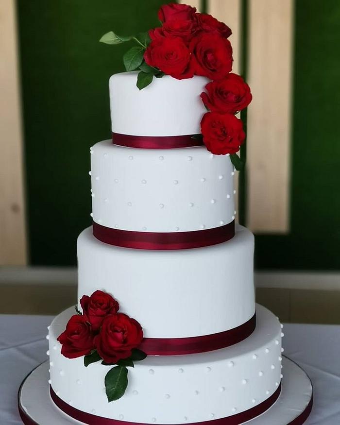 Buy 3 Tier Rose Fondant Wedding Cake| Online Cake Delivery - CakeBee