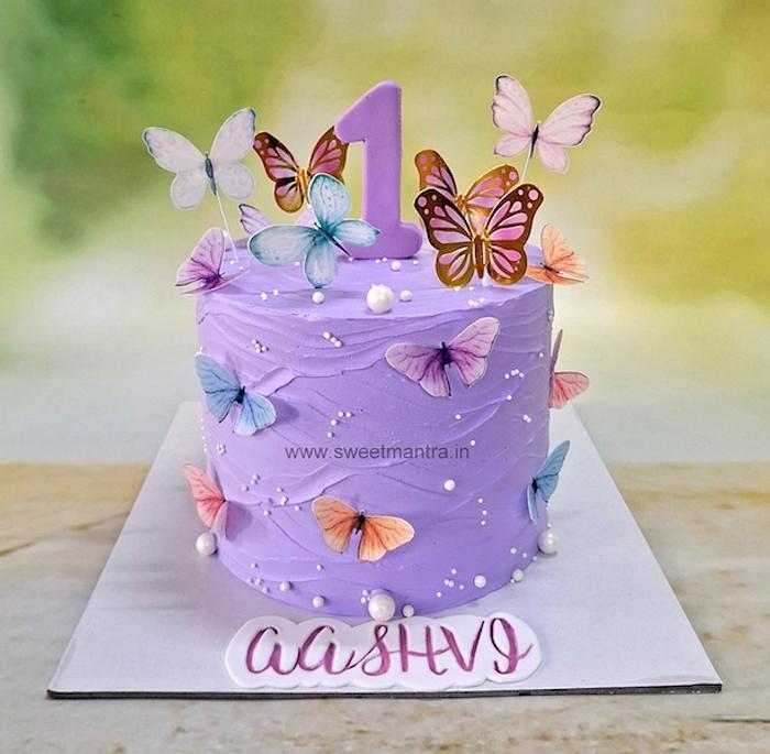 Butterflies cake for 1st birthday