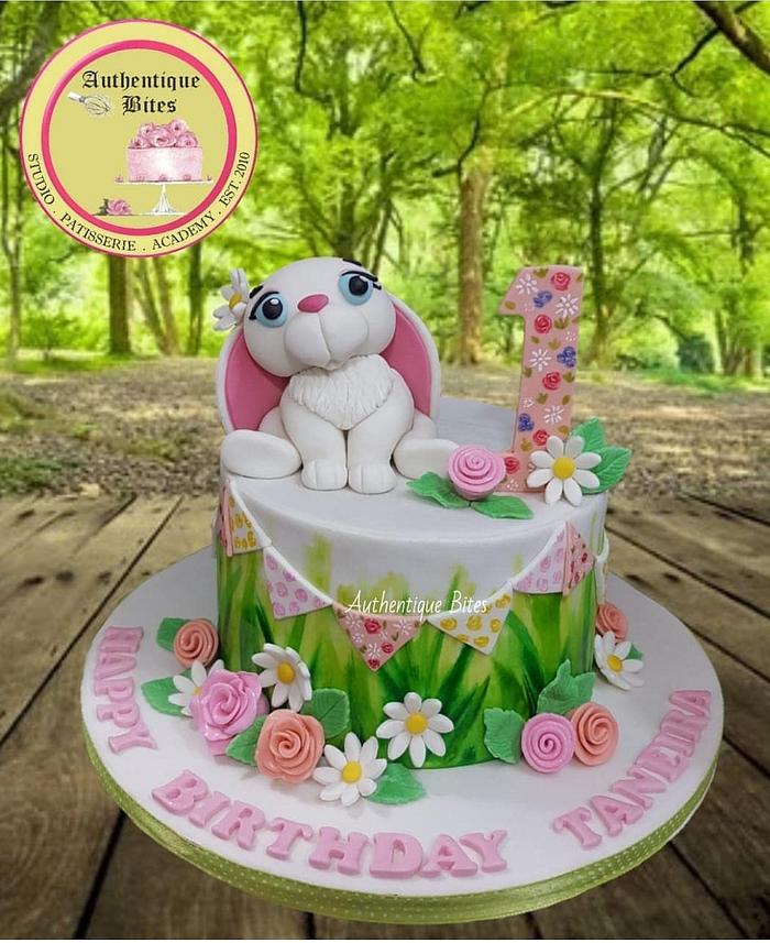 Bunny Hand Painted Cake