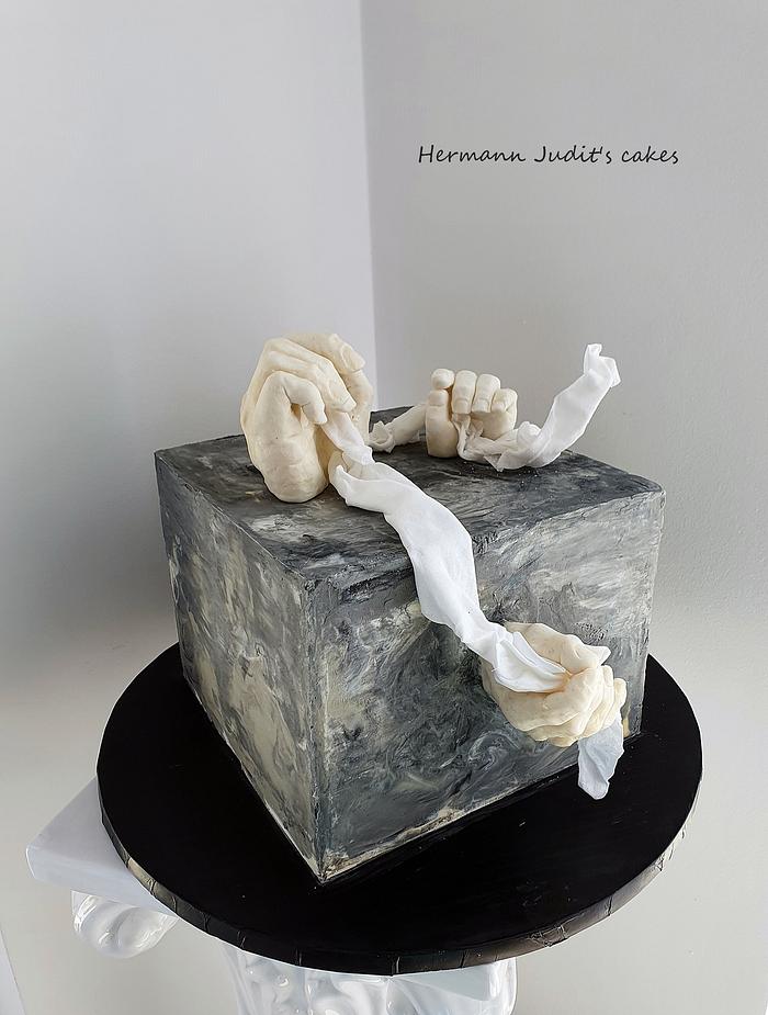 Hand made cake of  a human hand