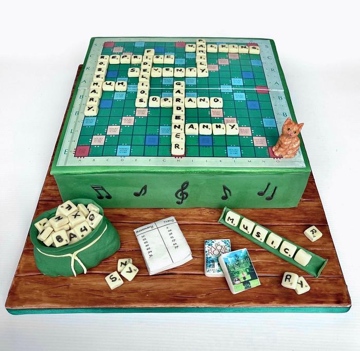 Scrabble board game cake