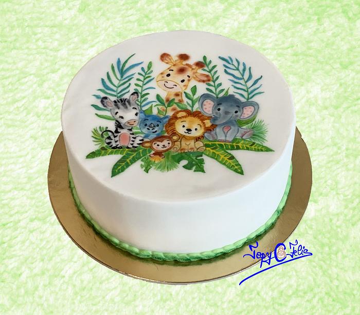 Jungle cake hand painted 