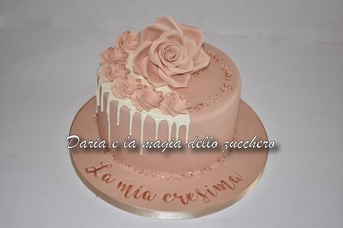 powder pink confirmation cake