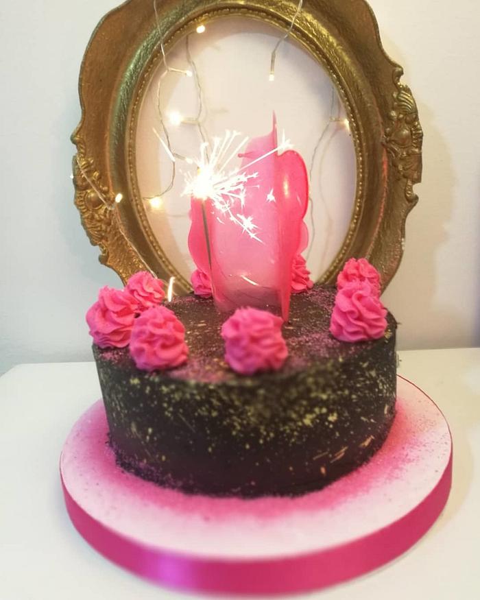 Buttercream black pink cake