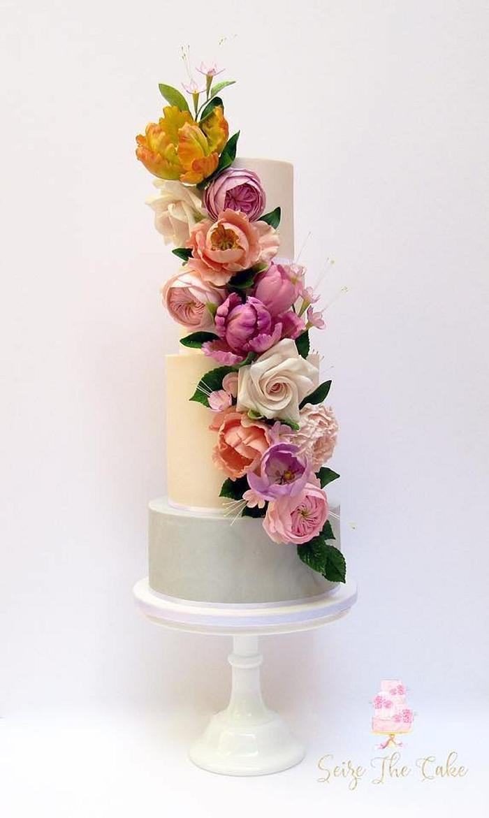 Bright and bold summer floral cake