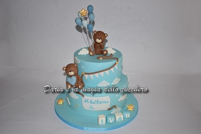 Teddy bears  baptism cake