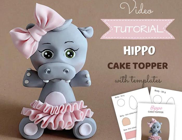 Fondant Hippo cake topper