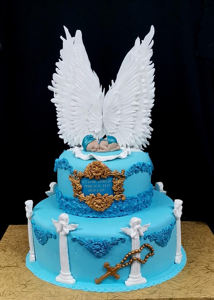 Baby Angel Theme Cake - Celestial Desserts and Bakery