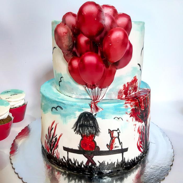 Handpaited cake for a girl ❤