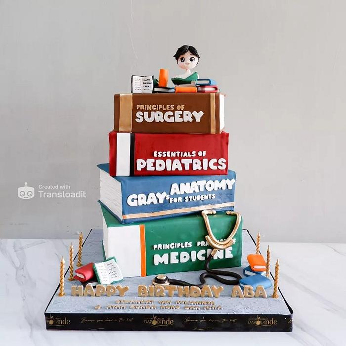 Medical Textbook-Themed Fondant Birthday Cake